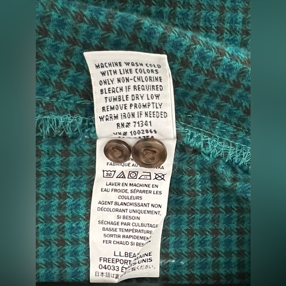 L.L.Bean Vintage Flannel Micro Plaid Teal Blue Large Women’s Shirt Shacket - Picture 10 of 16